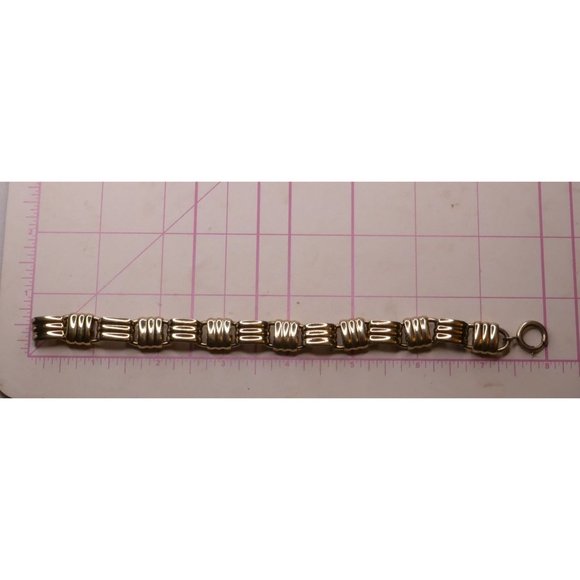 Vintage Signed Napier Gold Plated Sterling Ring Construction Link Bracelet - Picture 9 of 12